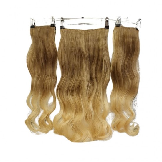 Yarımay Postiş Ankara 3'lü Set 1 Adet Yarımay 2 Adet Yan Çıtçıt Açık Karamel Dore Sarı Ombre