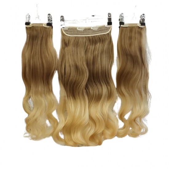 Yarımay Postiş Ankara 3'lü Set 1 Adet Yarımay 2 Adet Yan Çıtçıt Açık Karamel Dore Sarı Ombre