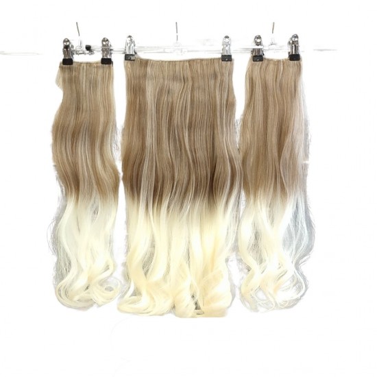 Yarımay Postiş Ankara 3'lü Set 1 Adet Yarımay 2 Adet Yan Çıtçıt Açık Karamel Platin Ombre