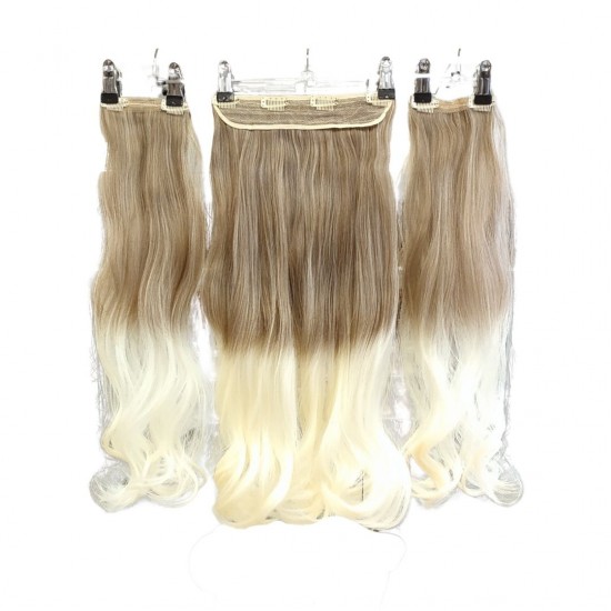 Yarımay Postiş Ankara 3'lü Set 1 Adet Yarımay 2 Adet Yan Çıtçıt Açık Karamel Platin Ombre