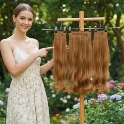 Yarımay Postiş Ankara 3'lü Set 1 Adet Yarımay 2 Adet Yan Çıtçıt Kumral Karamel Ombre