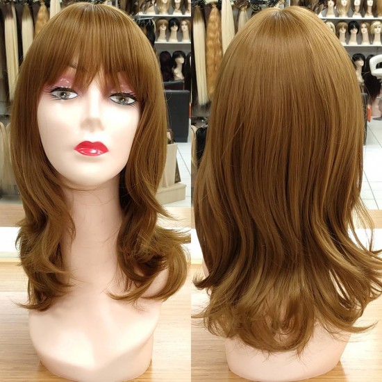 Katlı Kesim Orta Boy Fiber Sentetik Peruk Karamel