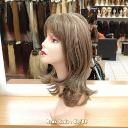 Katlı Kesim Orta Boy Fiber Sentetik Peruk Küllü Kumral Arası Işıltılı Platin