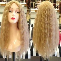 Ankara Kızılay Peruk Uzun Fiber Sentetik Su Dalgası Külü Sarı