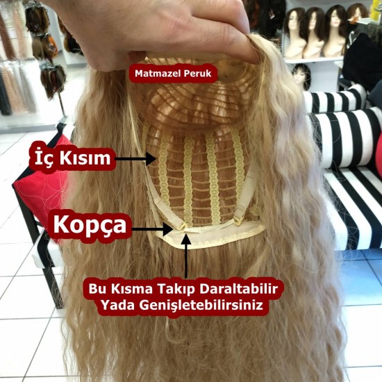 Ankara Kızılay Peruk Uzun Fiber Sentetik Su Dalgası Külü Sarı