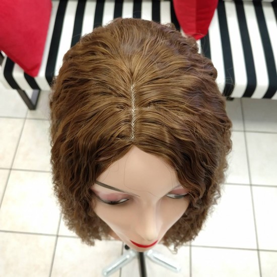 Ankara Kızılay Peruk Uzun Fiber Sentetik Su Dalgası Koyu Kumral Karamel Ombre