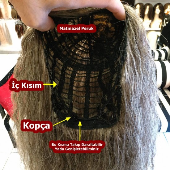 Ankara Kızılay Peruk Uzun Fiber Sentetik Su Dalgası Kumral Koyu Platin Ombre
