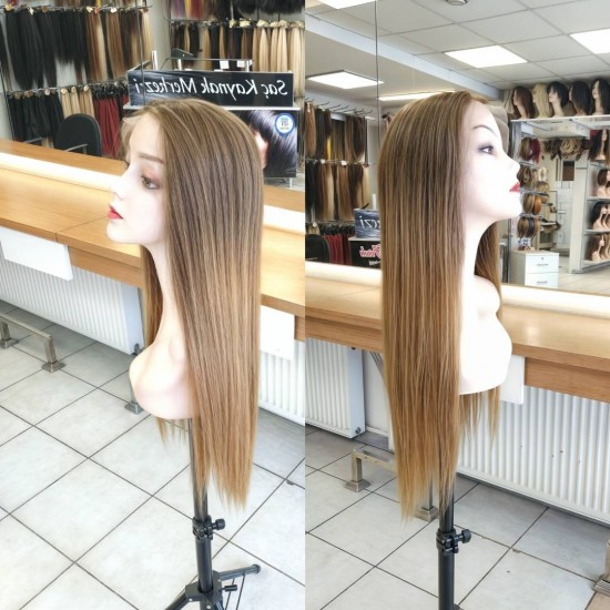 Tül Peruk Fiber Sentetik Kumral Karamel Ombre Renk Ankara Peruk Mağazası