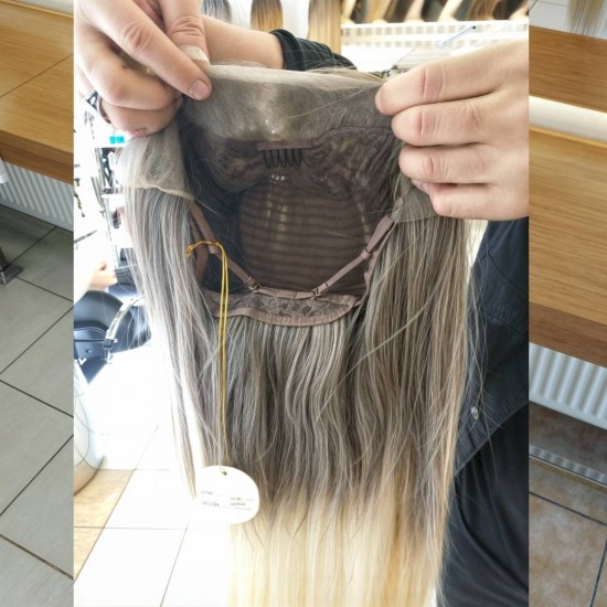 Tül Peruk Fiber Sentetik Açık Küllü Kumral Platin Ombre Renk Ankara Peruk Mağazası