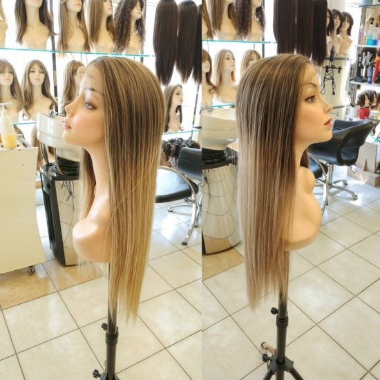 Tül Peruk Fiber Sentetik Fındık Kabuğu Bebek Sarısı Ombre Renk Ankara Peruk Mağazası