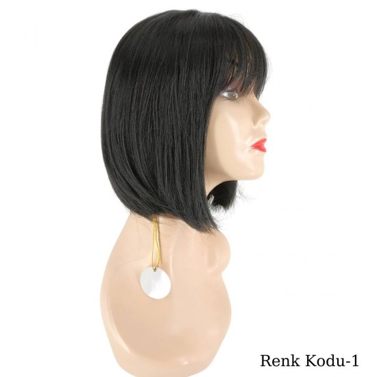 Ankara Kızılay Ucuz Fiber Sentetik Peruk Kısa Küt Model Siyah