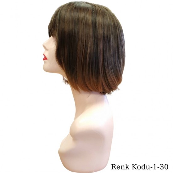 Ankara Kızılay Ucuz Fiber Sentetik Peruk Kısa Küt Model Koyu Kumral Ombre