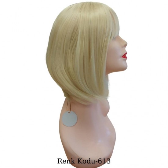Ankara Kızılay Ucuz Fiber Sentetik Peruk Kısa Küt Model Platin