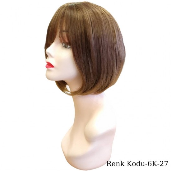 Ankara Kızılay Ucuz Fiber Sentetik Peruk Kısa Küt Model Kumral Karamel