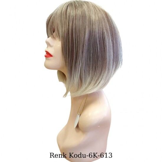 Ankara Kızılay Ucuz Fiber Sentetik Peruk Kısa Küt Model Küllü Platin Ombre