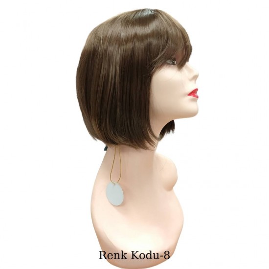 Ankara Kızılay Ucuz Fiber Sentetik Peruk Kısa Küt Model Koyu Kumral