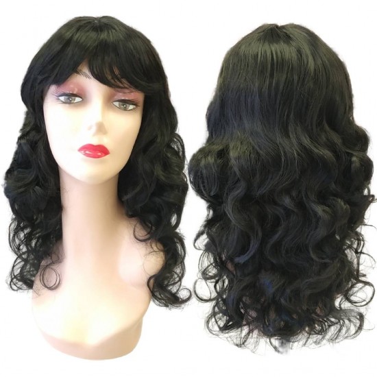 Ankara Kızılay En Ucuz Fiber Sentetik Peruk Dalgalı Siyah Renk