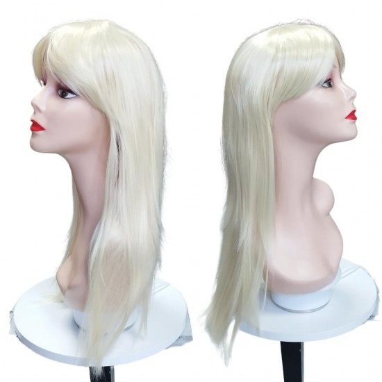 Ankara Kızılay En Ucuz Fiber Sentetik Peruk Uzun Açık Platin Renk