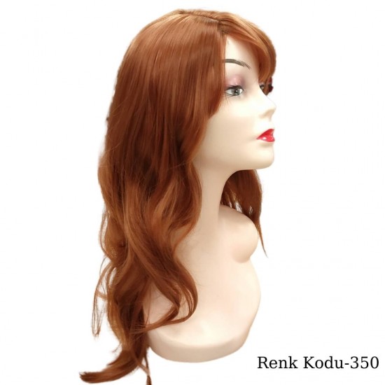 Ankara Kızılay Ucuz Fiber Sentetik Peruk Dalgalı Uzun Bakır