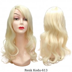 Ankara Kızılay Ucuz Fiber Sentetik Peruk Dalgalı Uzun Platin