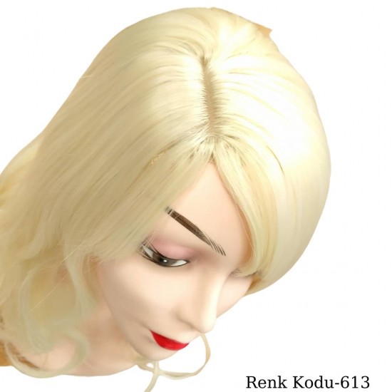 Ankara Kızılay Ucuz Fiber Sentetik Peruk Dalgalı Uzun Platin