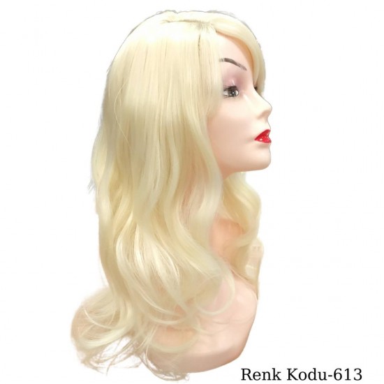 Ankara Kızılay Ucuz Fiber Sentetik Peruk Dalgalı Uzun Platin