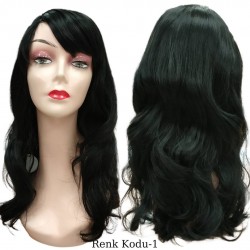 Ankara Kızılay Ucuz Fiber Sentetik Peruk Dalgalı Uzun Siyah