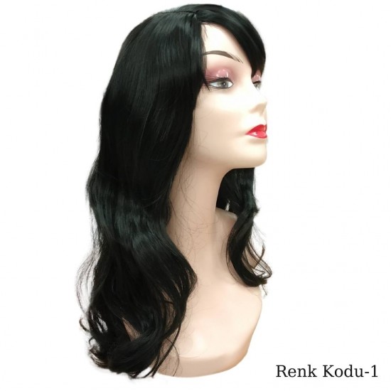 Ankara Kızılay Ucuz Fiber Sentetik Peruk Dalgalı Uzun Siyah
