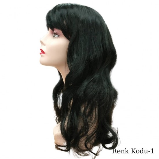 Ankara Kızılay Ucuz Fiber Sentetik Peruk Dalgalı Uzun Siyah