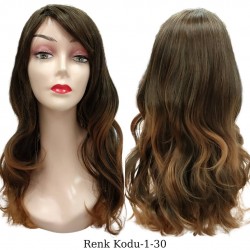 Ankara Kızılay Ucuz Fiber Sentetik Peruk Dalgalı Uzun Koyu Kumral Ombre