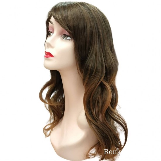 Ankara Kızılay Ucuz Fiber Sentetik Peruk Dalgalı Uzun Koyu Kumral Ombre