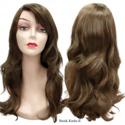Ankara Kızılay Ucuz Fiber Sentetik Peruk Dalgalı Uzun Koyu Kumral