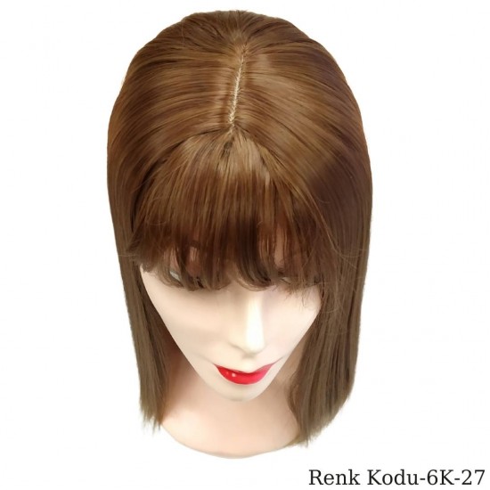 Ankara Kızılay En Ucuz Fiber Sentetik Peruk Düz Uzun Koyu Kumral Karamel