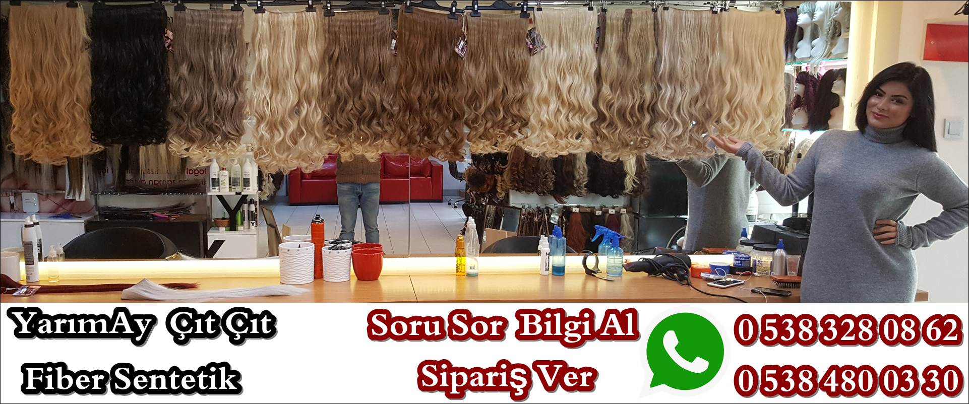 yarımay çıtçıt sentetik saç